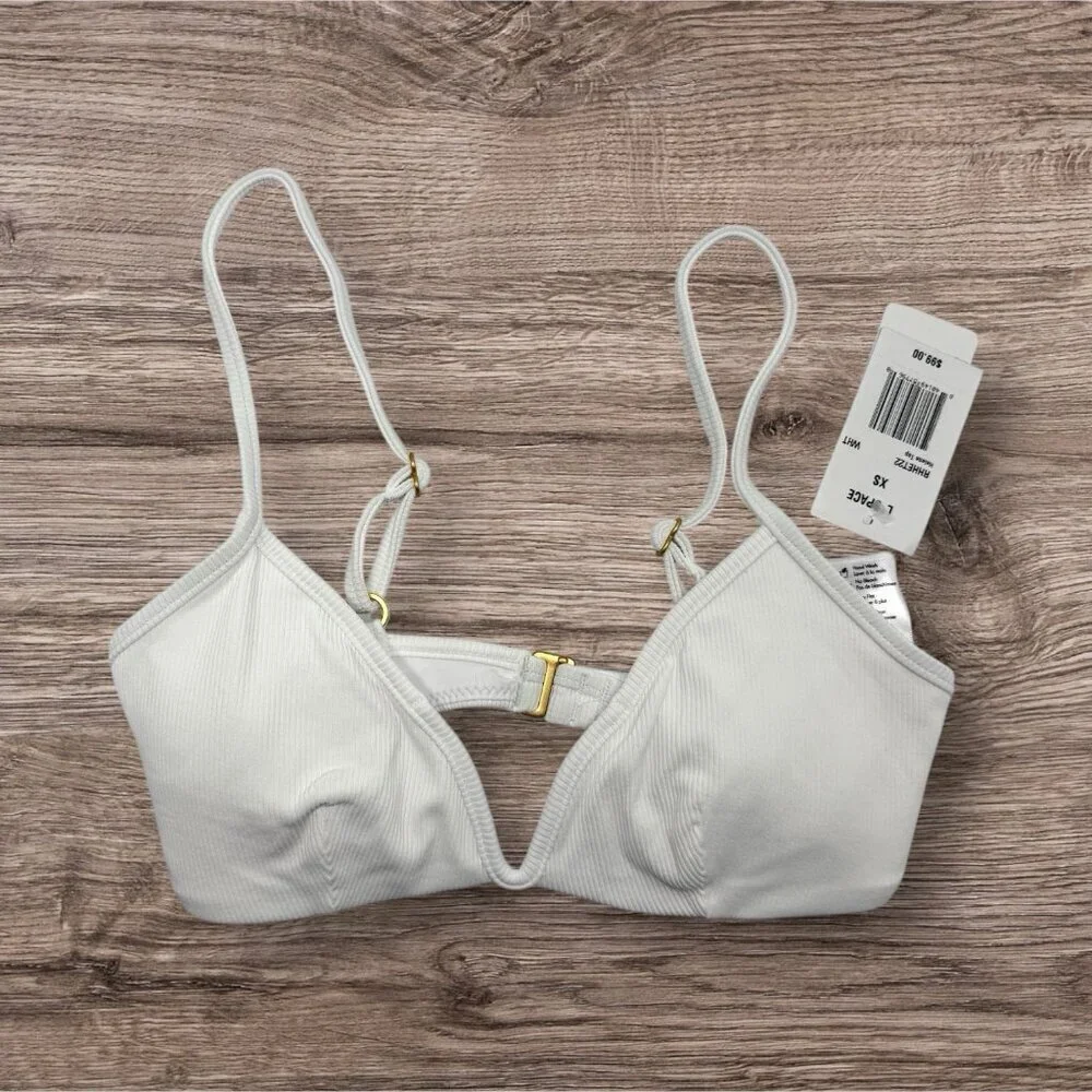 L Space Women's White Classic Wired Front Helena Bikini Top Swimwear Size XS NWT